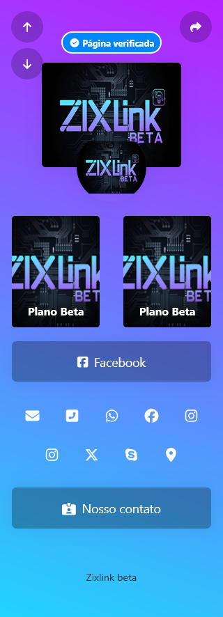 Captura de tela de exemplos de páginas do Zixlink
